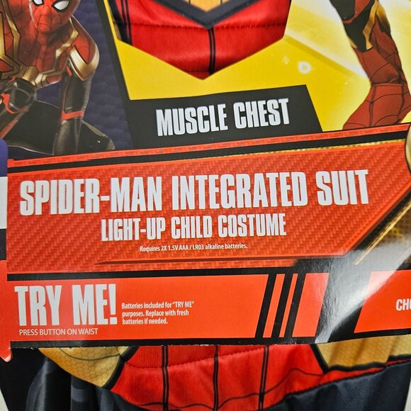 Marvel Spider-Man Child Costume M (8) Light-Up Muscle Chest Padded Jumpsuit - Picture 3 of 12